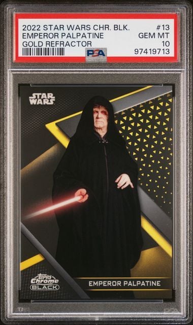 Graded 2024 Topps Chrome Black Star Wars Emperor Palpatine #13 Gold Refractor /50 Trading Card PSA 10 Gem Mint