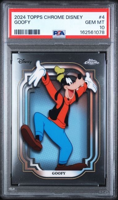 Graded 2024 Topps Chrome Disney Goofy #4 Trading Card PSA 10 Gem Mint