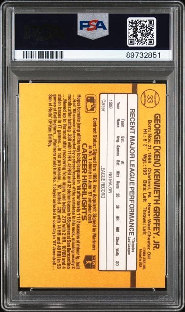 Graded 1989 Donruss Ken Griffey Jr. #33 Rookie RC Baseball Card PSA Authentic Auto