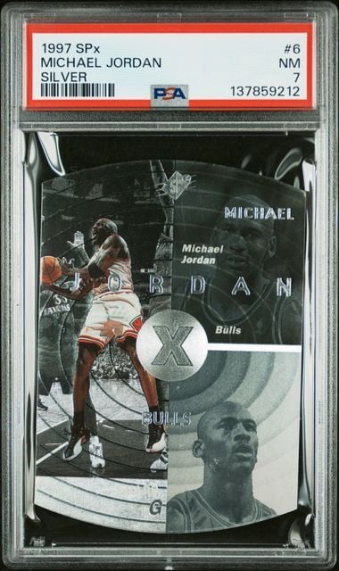 Graded 1997 SPx Michael Jordan #6 Silver Basketball Card PSA 7 Near Mint