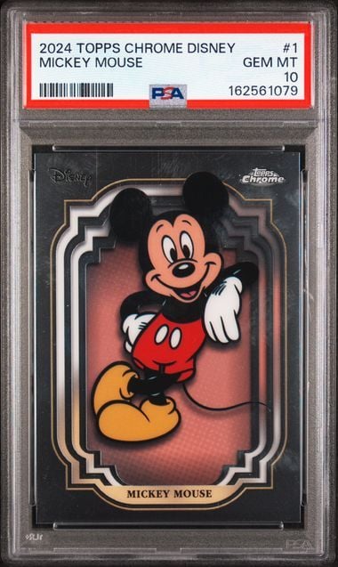 Graded 2024 Topps Chrome Disney Mickey Mouse #1 Trading Card PSA 10 Gem Mint