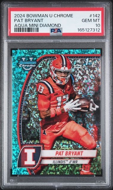 Graded 2024 Bowman U Chrome Pat Bryant #142 Aqua Mini Diamond /275 Rookie RC Football Card PSA 10 Gem Mint