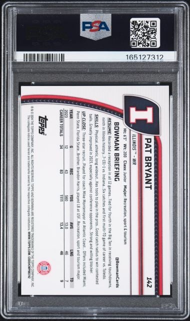 Graded 2024 Bowman U Chrome Pat Bryant #142 Aqua Mini Diamond /275 Rookie RC Football Card PSA 10 Gem Mint