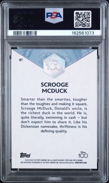 Graded 2023 Topps Chrome Disney 100 Scrooge McDuck #87 Mickey and Friends Trading Card PSA 8 NM-MT