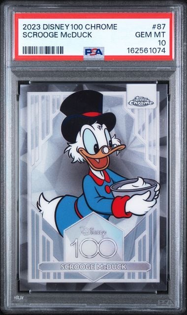 Graded 2023 Topps Chrome Disney 100 Scrooge McDuck #87 Mickey and Friends Trading Card PSA 10 Gem Mint