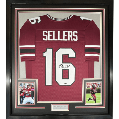 Framed Facsimile Autographed LaNorris Sellers 35x39 South Carolina Maroon Reprint Laser Auto College Football Jersey
