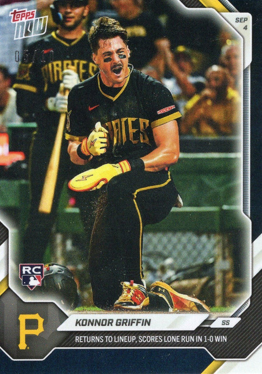 2026 Topps Now Konnor Griffin #637 Black Foil /10 Returns to Lineup, Scores Lone Run in 1-0 WIn Pittsburgh Pirates Rookie RC Baseball Card