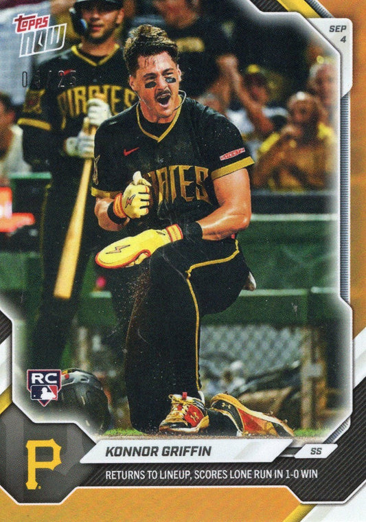 2026 Topps Now Konnor Griffin #637 Orange Foil /25 Returns to Lineup, Scores Lone Run in 1-0 WIn Pittsburgh Pirates Rookie RC Baseball Card