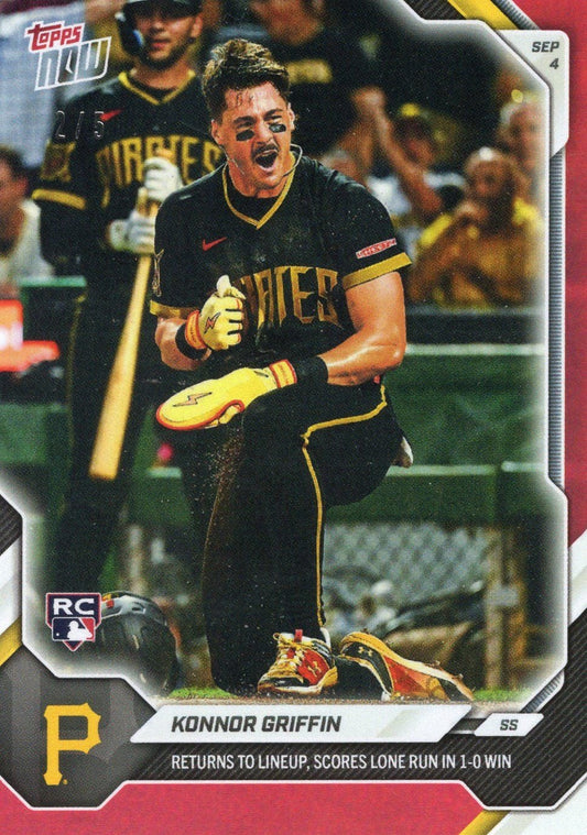 2026 Topps Now Konnor Griffin #637 Red Foil /5 Returns to Lineup, Scores Lone Run in 1-0 WIn Pittsburgh Pirates Rookie RC Baseball Card