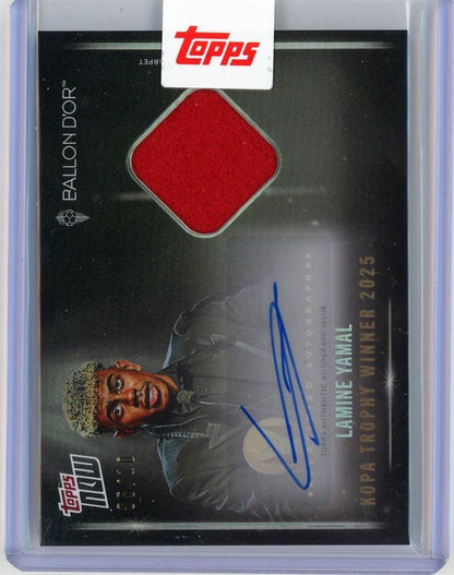 2025 Topps Now Lamine Yamal #006 Kopa Trophy Winner Relic Auto /10 Soccer Card