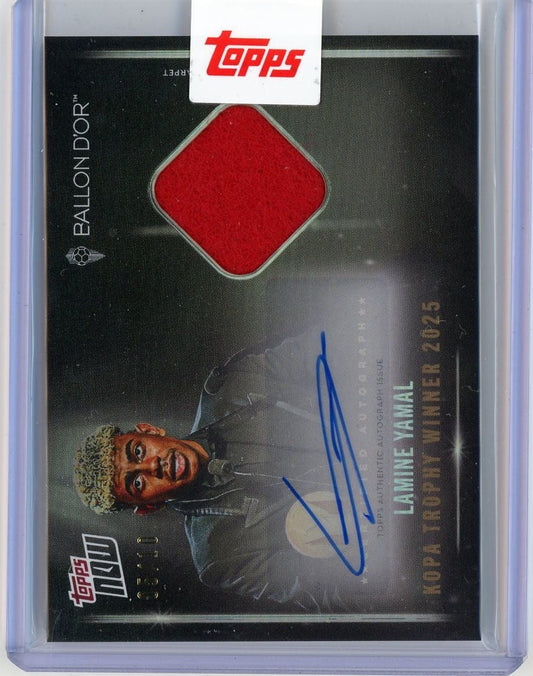 2025 Topps Now Lamine Yamal #006 Kopa Trophy Winner Relic Auto /10 Soccer Card