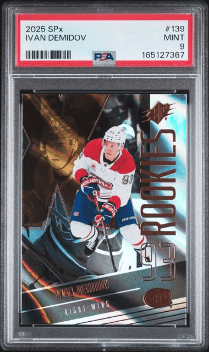 Graded 2025 Upper Deck SPx Ivan Demidov #139 Rookie RC Hockey Card PSA 9