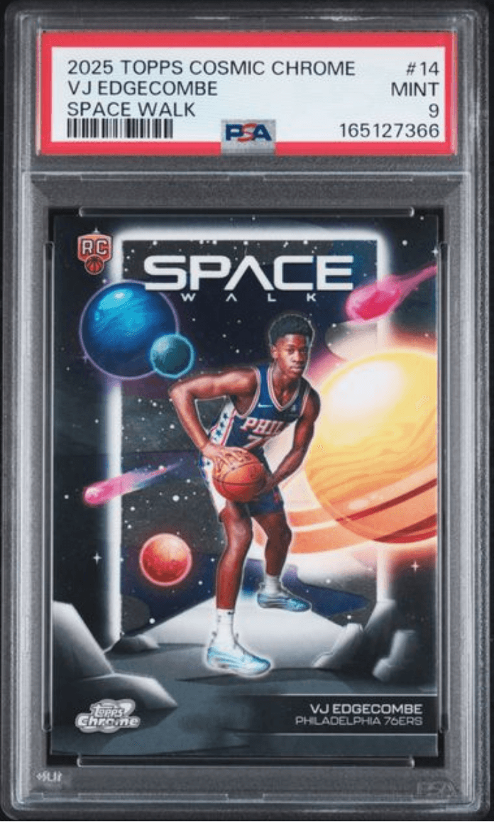 Graded 2025 Topps Cosmic Chrome VJ Edgecombe #14 Space Walk Rookie RC Basketball Card PSA 9 Mint