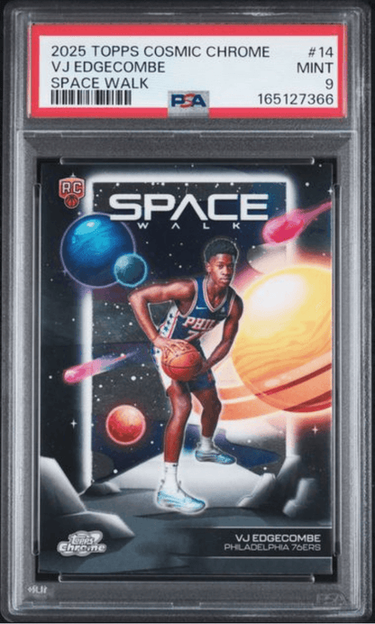 Graded 2025 Topps Cosmic Chrome VJ Edgecombe #14 Space Walk Rookie RC Basketball Card PSA 9 Mint