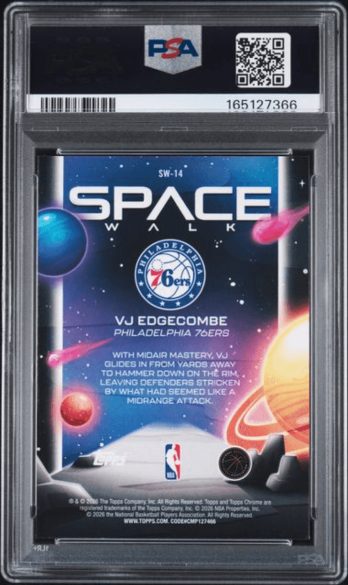 Graded 2025 Topps Cosmic Chrome VJ Edgecombe #14 Space Walk Rookie RC Basketball Card PSA 9 Mint