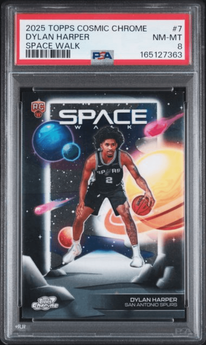 Graded 2025 Topps Cosmic Chrome Dylan Harper #7 Space Walk Rookie RC Basketball Card PSA 8 Near Mint
