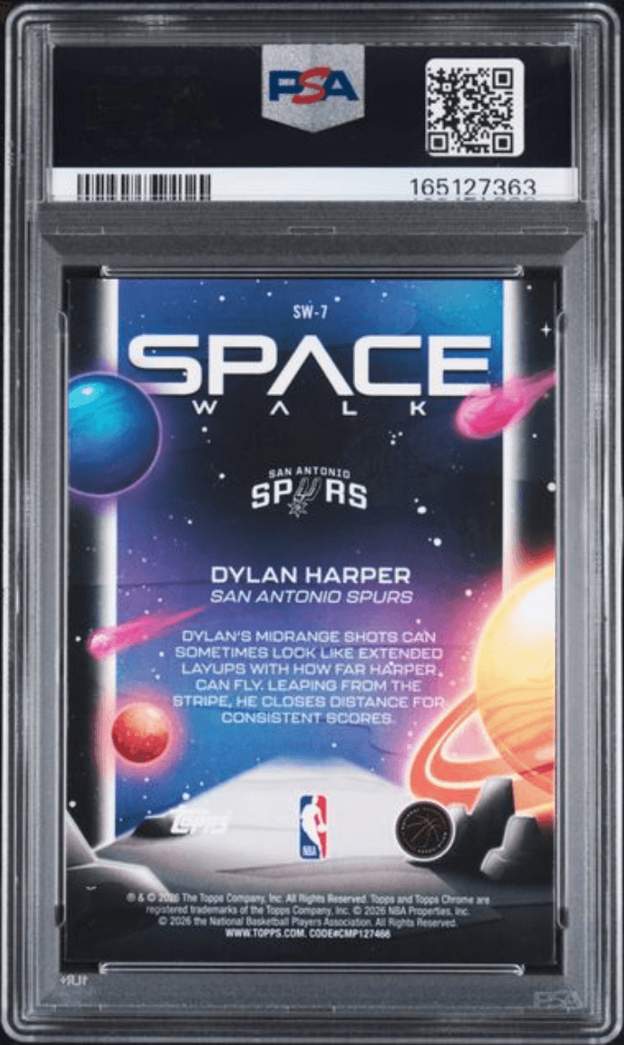 Graded 2025 Topps Cosmic Chrome Dylan Harper #7 Space Walk Rookie RC Basketball Card PSA 8 Near Mint