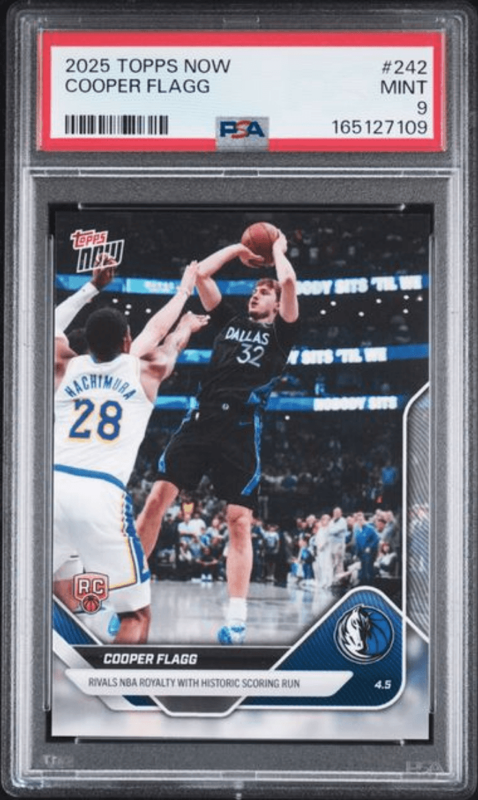 Graded 2025 Topps Now Cooper Flagg #242 Rookie RC Basketball Card PSA 9 Mint