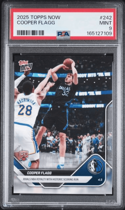 Graded 2025 Topps Now Cooper Flagg #242 Rookie RC Basketball Card PSA 9 Mint