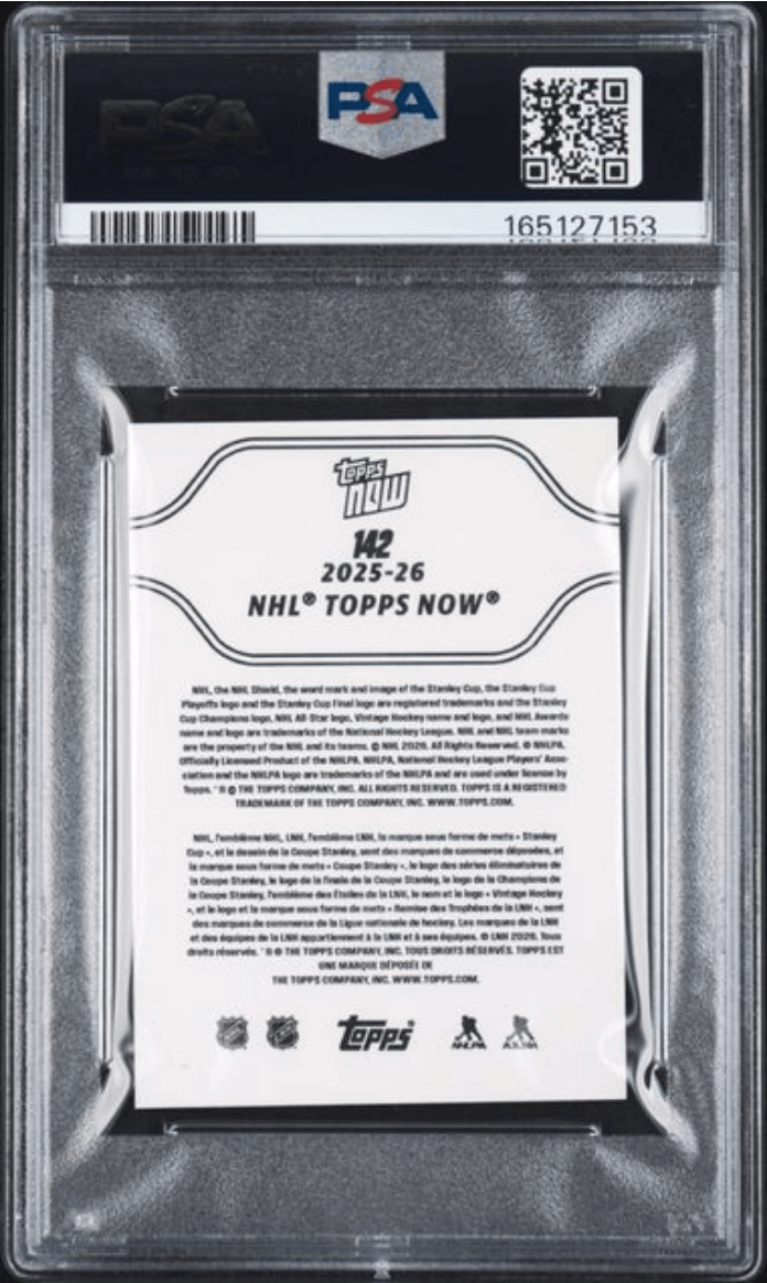 Graded 2025 Topps Now Matthew Schaefer #142 Rookie RC Hockey Card PSA 10 Gem Mint