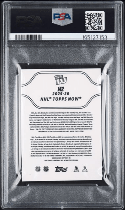 Graded 2025 Topps Now Matthew Schaefer #142 Rookie RC Hockey Card PSA 10 Gem Mint