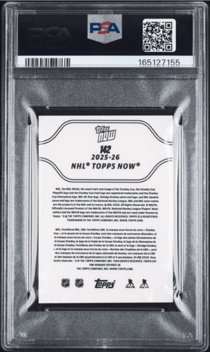 Graded 2025 Topps Now Matthew Schaefer #142 Rookie RC Hockey Card PSA 9 Mint