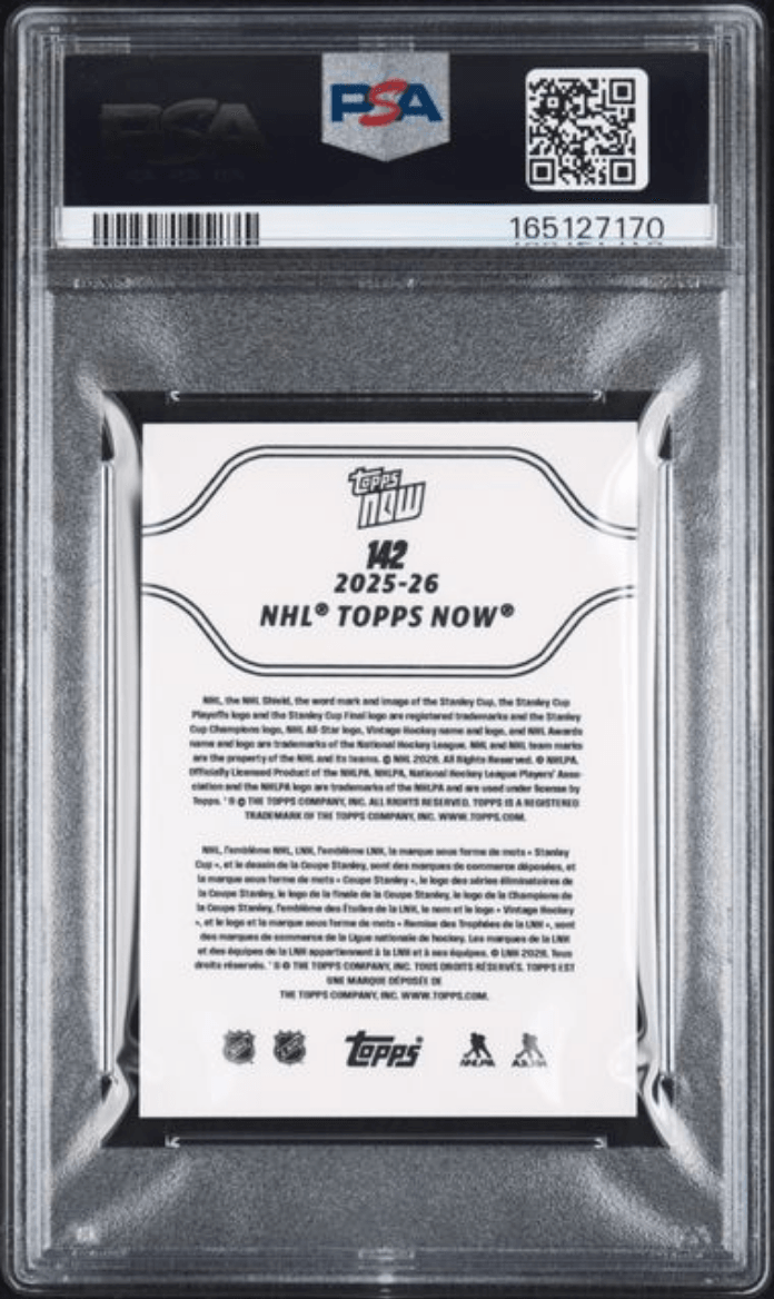 Graded 2025 Topps Now Matthew Schaefer #142 Rookie RC Hockey Card PSA 8 Near Mint