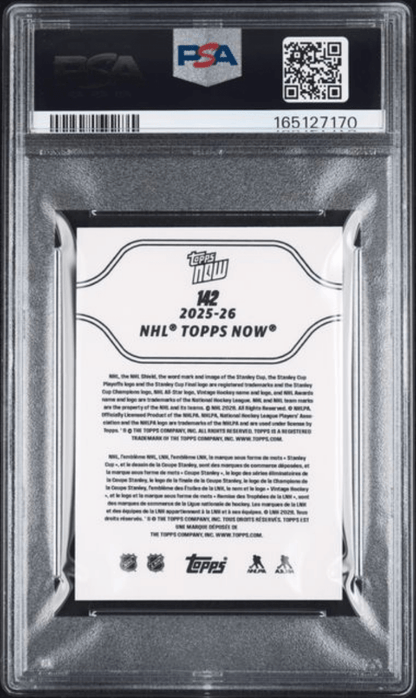 Graded 2025 Topps Now Matthew Schaefer #142 Rookie RC Hockey Card PSA 8 Near Mint