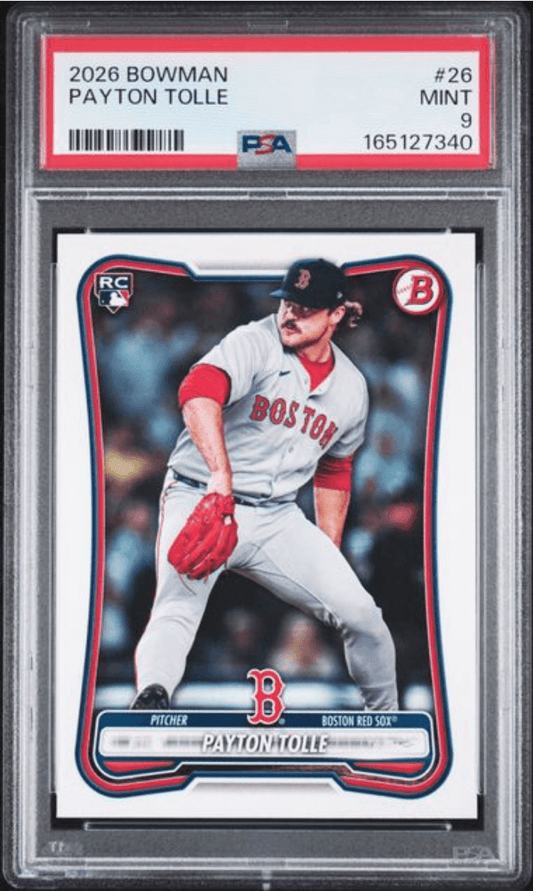 Graded 2026 ToppsB owman Payton Tolle #26 Rookie RC Baseball Card PSA 9 Mint