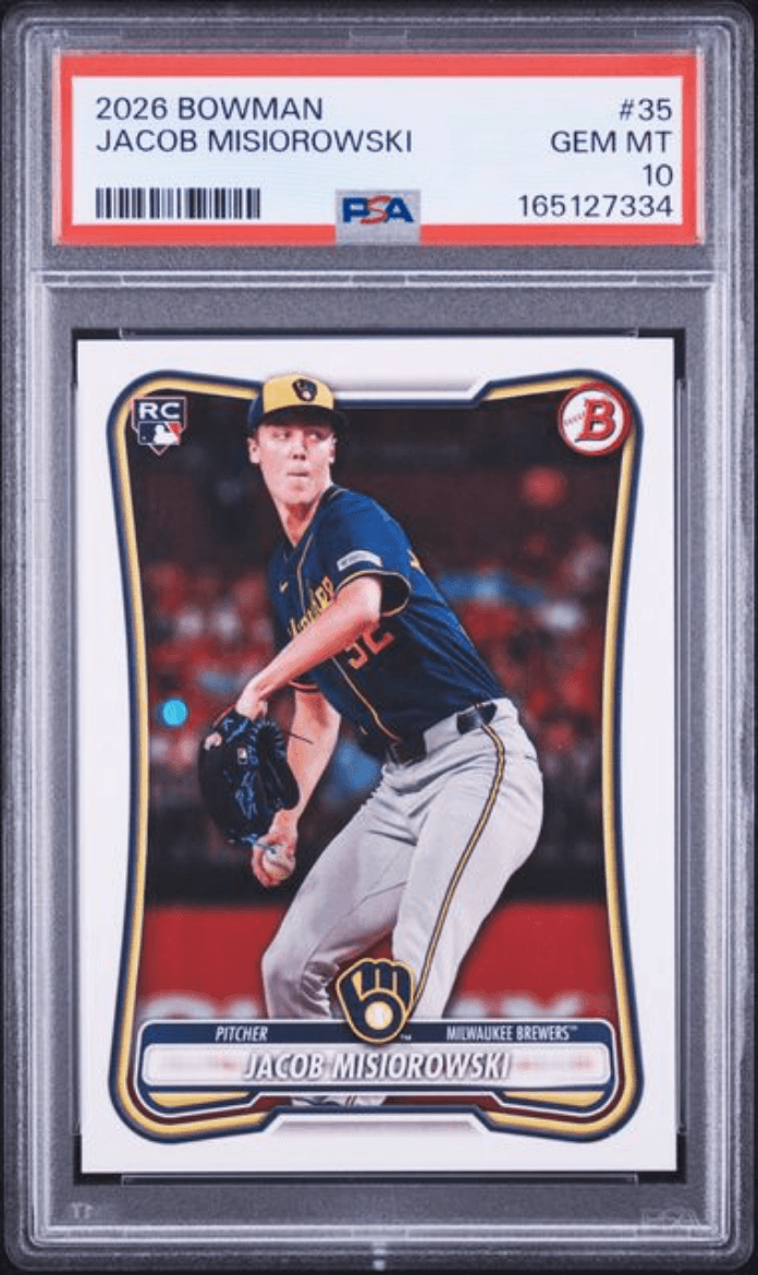 Graded 2026 Topps Bowman Jacob Misiorowski #35 Rookie RC Baseball Card PSA 10 Gem Mint