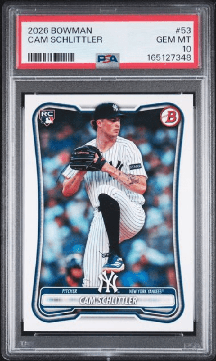 Graded 2026 Topps Bowman Cam Schlittler #53 Rookie RC Baseball Card PSA 10 Gem Mint