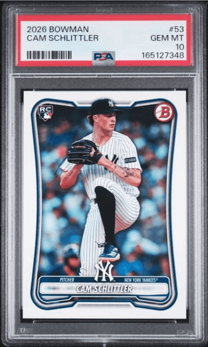Graded 2026 Topps Bowman Cam Schlittler #53 Rookie RC Baseball Card PSA 10 Gem Mint