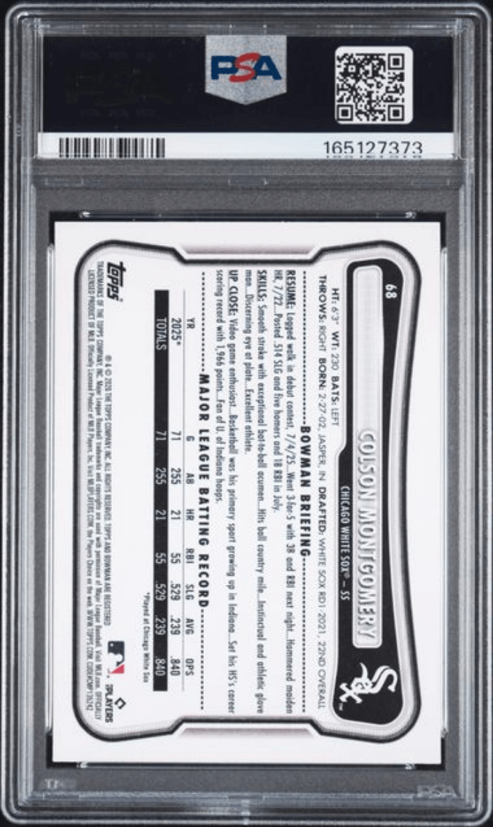 Graded 2026 Topps Bowman Colson Montgomery #68 Rookie RC Baseball Card PSA 10 Gem Mint