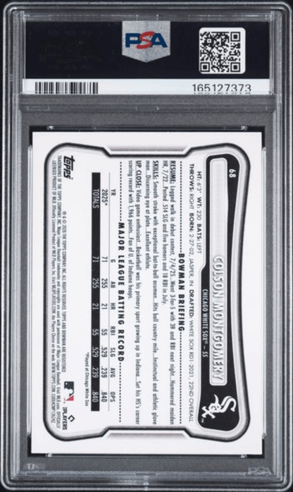 Graded 2026 Topps Bowman Colson Montgomery #68 Rookie RC Baseball Card PSA 10 Gem Mint