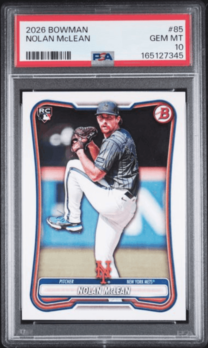 Graded 2026 Topps Bowman Nolan McLean #85 Rookie RC Baseball Card PSA 10 Gem Mint