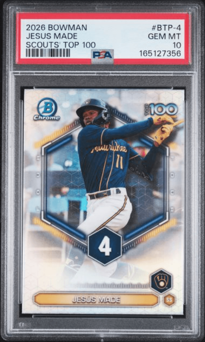 Graded 2026 Topps Bowman Jesus Made #BTP4 Scouts Top 100 Rookie RC Baseball Card PSA 10 Gem Mint
