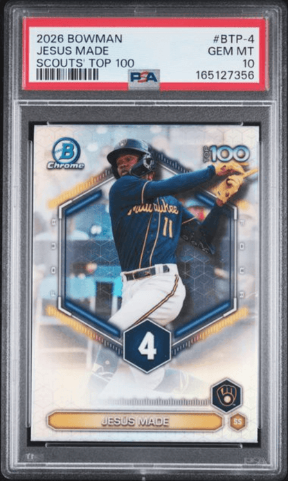 Graded 2026 Topps Bowman Jesus Made #BTP4 Scouts Top 100 Rookie RC Baseball Card PSA 10 Gem Mint