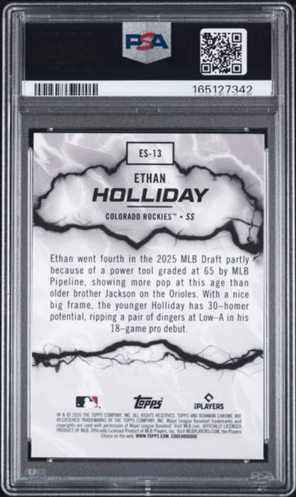 Graded 2026 Topps Bowman Ethan Holliday #ES13 Electric Sluggers Rookie RC Baseball Card PSA 10 Gem Mint