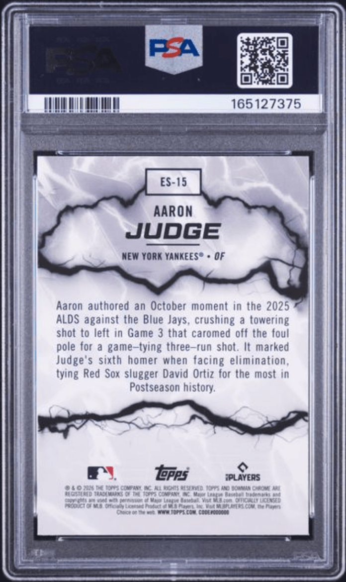 Graded 2026 Topps Bowman Aaron Judge #ES15 Electric Sluggers Baseball Card PSA 8 Near Mint