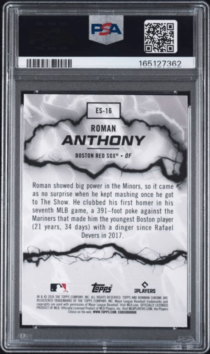 Graded 2026 Topps Bowman Roman Anthony #ES16 Electric Sluggers Rookie RC Baseball Card PSA 9 Mint
