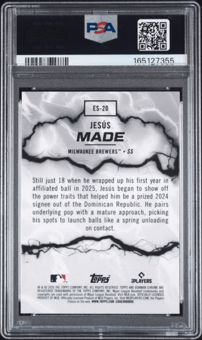Graded 2026 Topps Bowman Jesus Made #ES20 Electric Sluggers Rookie RC Baseball Card PSA 9 Mint
