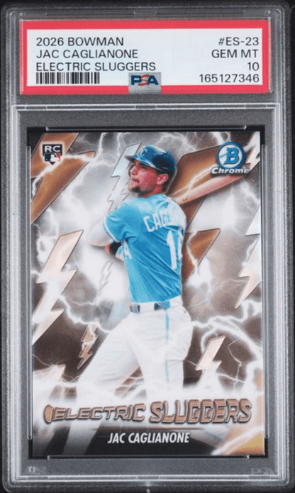 Graded 2026 Topps Bowman Jac Caglianone #ES23 Electric Sluggers Rookie RC Baseball Card PSA 10