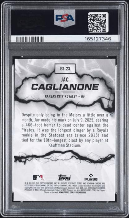 Graded 2026 Topps Bowman Jac Caglianone #ES23 Electric Sluggers Rookie RC Baseball Card PSA 10