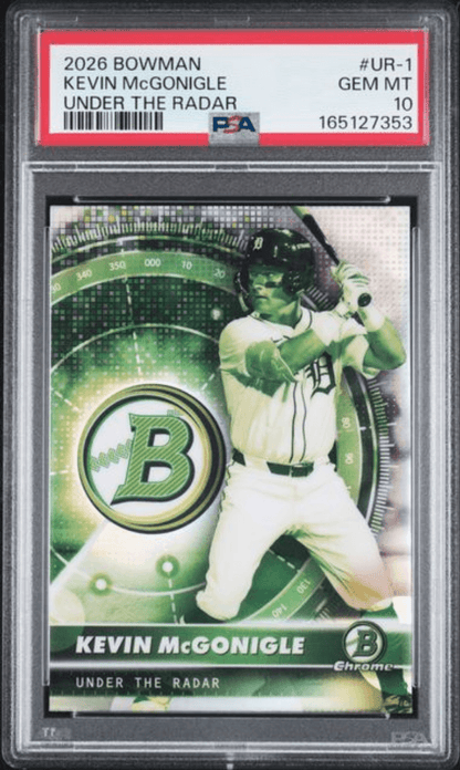 Graded 2026 Topps Bowman Kevin McGonigle #UR1 Under the Radar Rookie RC Baseball Card PSA 10 Gem Mint