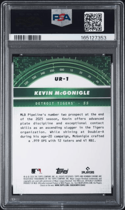 Graded 2026 Topps Bowman Kevin McGonigle #UR1 Under the Radar Rookie RC Baseball Card PSA 10 Gem Mint
