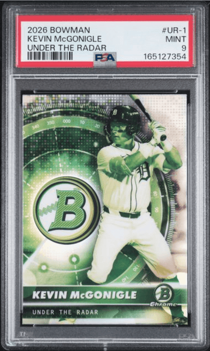 Graded 2026 Topps Bowman Kevin McGonigle #UR1 Under the Radar Rookie RC Baseball Card PSA 9 Near Mint