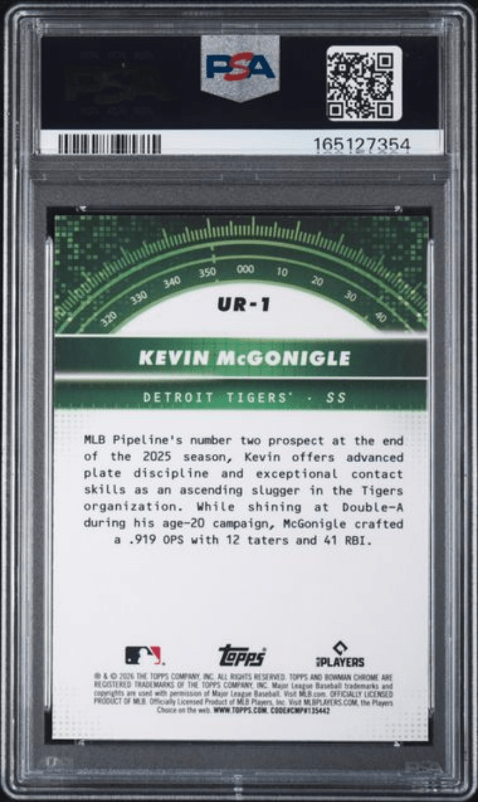 Graded 2026 Topps Bowman Kevin McGonigle #UR1 Under the Radar Rookie RC Baseball Card PSA 9 Near Mint