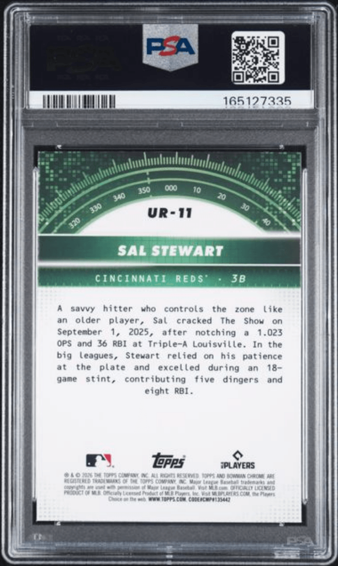Graded 2026 Topps Bowman Sal Stewart #UR11 Under the Radar Rookie RC Baseball Card PSA 10 Gem Mint