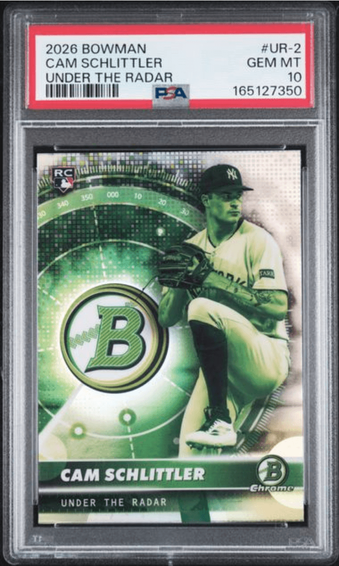 Graded 2026 Topps Bowman Cam Schlittler #UR2 Under the Radar Rookie RC Baseball Card PSA 10 Gem Mint