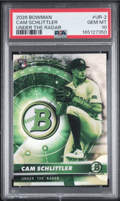 Graded 2026 Topps Bowman Cam Schlittler #UR2 Under the Radar Rookie RC Baseball Card PSA 10 Gem Mint